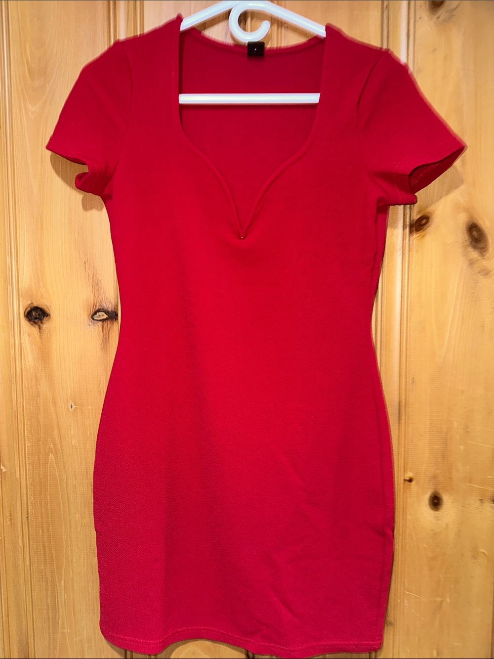 SHEIN Red V-Neck Short Sleeve Mini Dress